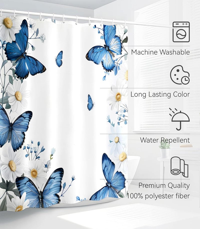 Stanoha Shower Curtain for Bathroom Stall Boho Modern Cute Aesthetic Decorative Girly Waterproof Unique Butterfly Flower Girls Chic Print Design Teen Pretty Women Cortinas de Baño Bathtub 72 x72 Inch - Image 3